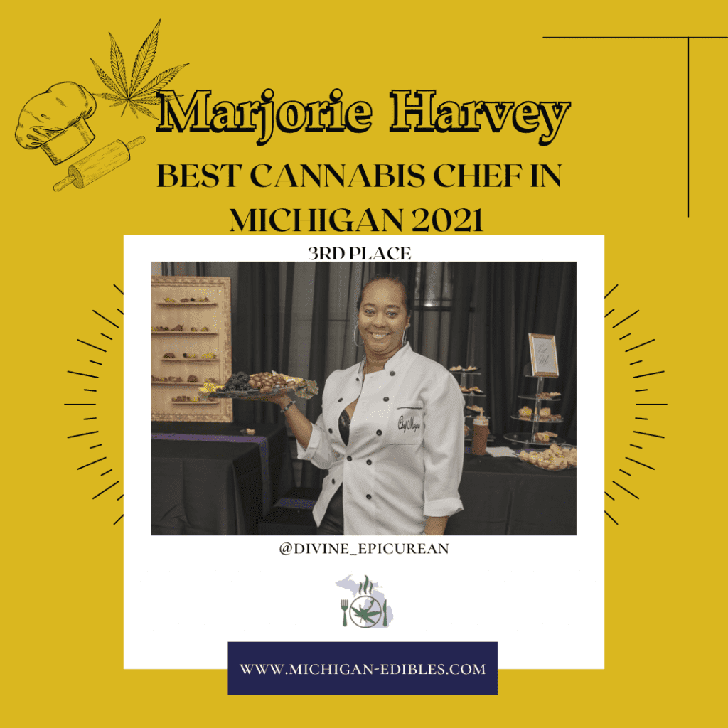 Marjorie Harvey Divine Epicurean Best Cannabis Chef in Michigan 2021 3rd place www.michigan-edibles.com