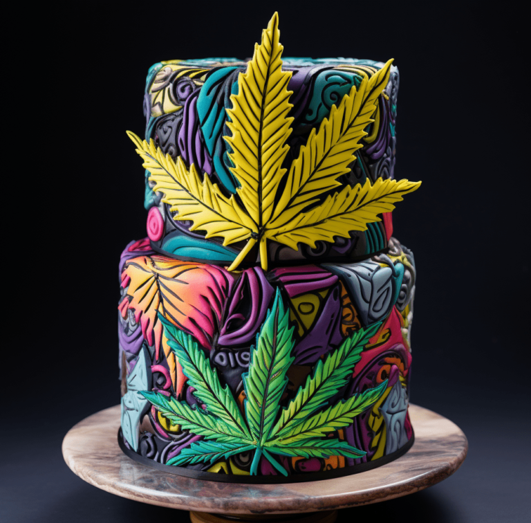 cannabis cake with fondant