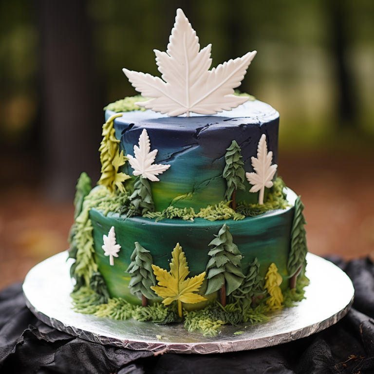 fondant cake Michigan cannabis themed marijuana cake Michigan-Edibles.com