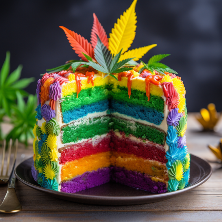 rainbow pride cannabis cake