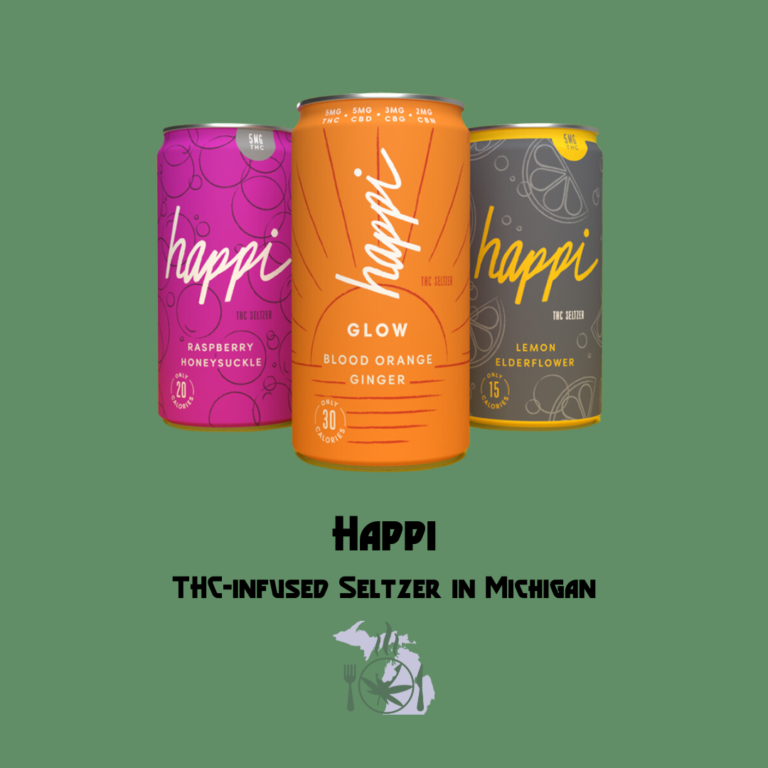 Happi THC-infused Seltzer in Michigan dry January cannabis beverage in Michigan